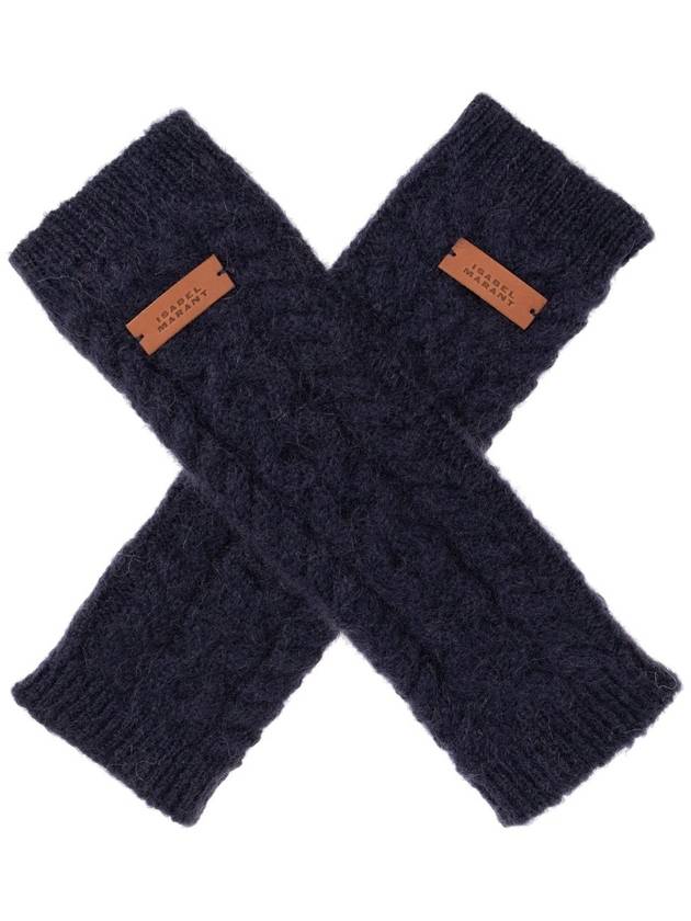 Treva Logo Patch Cable Knit Gloves Midnight - ISABEL MARANT - BALAAN 2