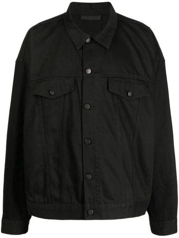 Button Front Cotton Denim Jacket Black - FEAR OF GOD ESSENTIALS - BALAAN 1