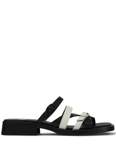 Twins Open Toe Leather Slippers White Black - CAMPER - BALAAN 1