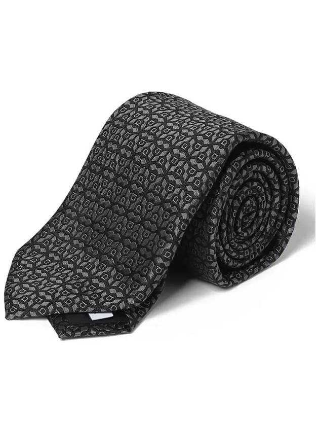 Silk Jacquard Tie Black - SALVATORE FERRAGAMO - BALAAN 4