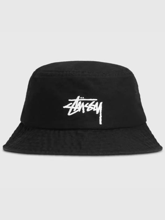 Men's Embroidered Logo Big Stock Bucket Hat Black - STUSSY - BALAAN 2