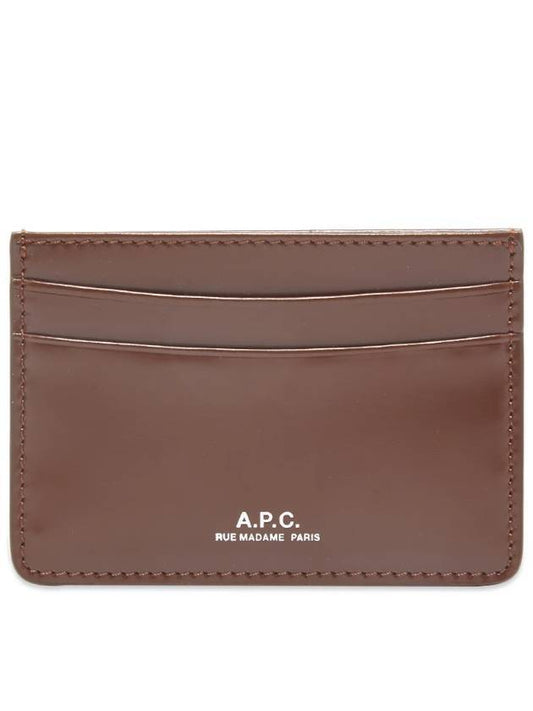 Andr? Logo Leather Card Wallet Brown - A.P.C. - BALAAN.
