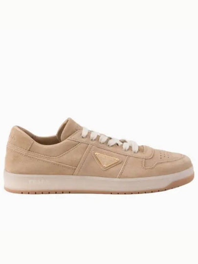 Downtown Delave Suede Low-Top Sneakers Ecru - PRADA - BALAAN 2