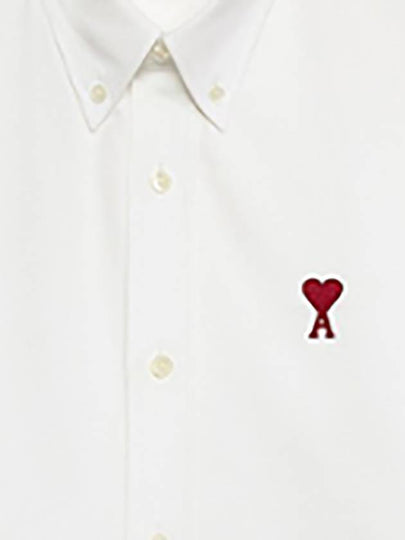 Small Heart Logo Oxford Shirt White BFUSH130 CO0031 168 - AMI - BALAAN 2