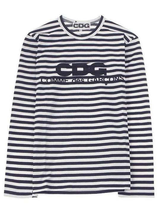 CDG logo striped border long sleeve t-shirt navy - COMME DES GARCONS - BALAAN 1