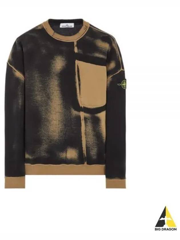 Hand Sprayed Airbrush Treatment Crew Neck Sweatshirt Dark Beige Black - STONE ISLAND - BALAAN 2