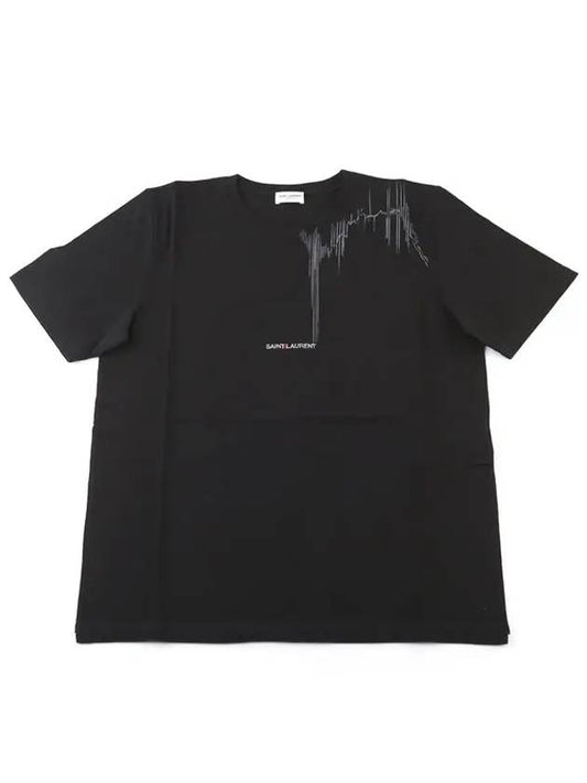 Rive Gauche Rock Logo Short Sleeve T-Shirt Black - SAINT LAURENT - BALAAN 2