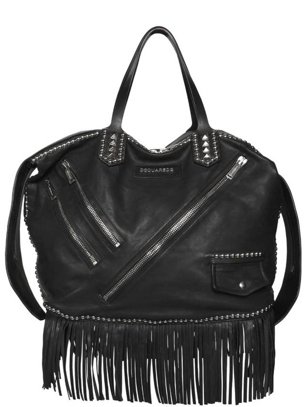 Punk Studded & Fringed Leather Bag - DSQUARED2 - BALAAN 1