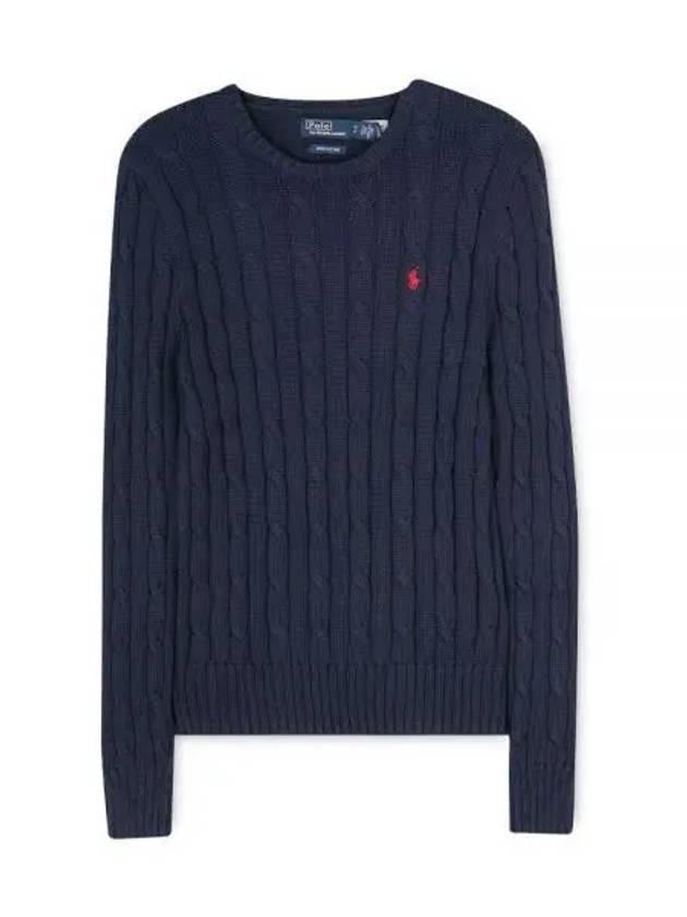 Embroidered Logo Pony Cable Knit Top Navy - POLO RALPH LAUREN - BALAAN 2