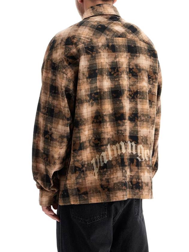 'flannel shirt with curved logo - PALM ANGELS - BALAAN 3