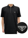 Triangle Logo Cotton Short Sleeve Polo Shirt Black - PRADA - BALAAN 2