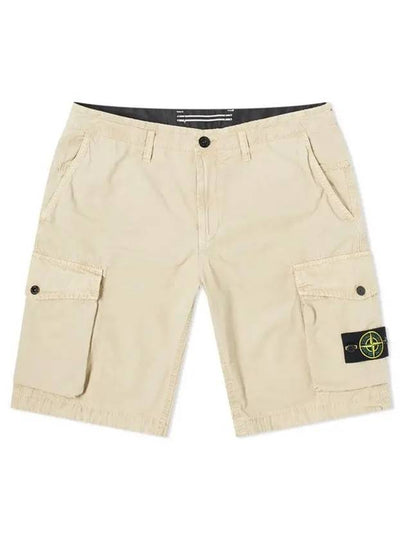 Men's Wappen Cotton Bermuda Cargo Shorts Beige - STONE ISLAND - BALAAN 2