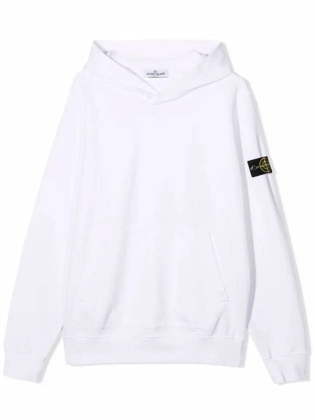 Kids Cotton Fleece Wappen Patch Hoodie White - STONE ISLAND - BALAAN 3