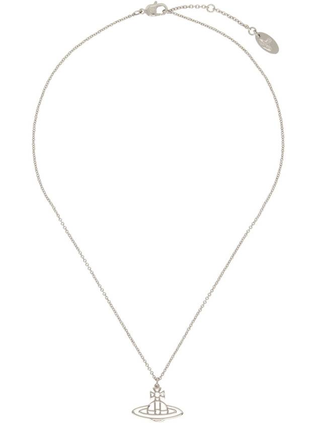 Women's Thin Line Short Flat ORB Pendant Necklace Silver - VIVIENNE WESTWOOD - BALAAN 2