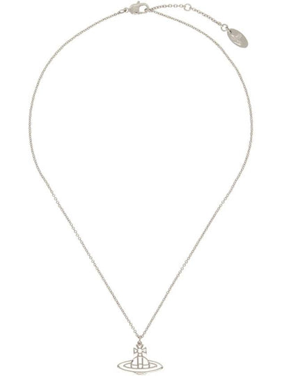 Women's Thin Line Short Flat ORB Pendant Necklace Silver - VIVIENNE WESTWOOD - BALAAN 2