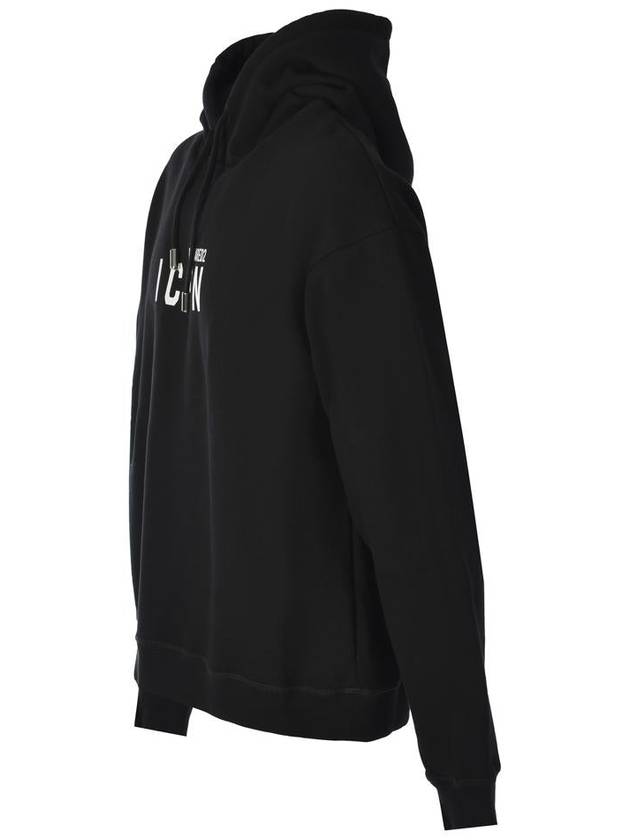 Icon Relax Fit Hoodie Sweatshirt Black - DSQUARED2 - BALAAN 3