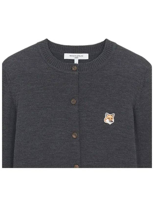 Fox Head Patch Adjusted Round Neck Cardigan Grey - MAISON KITSUNE - BALAAN 5