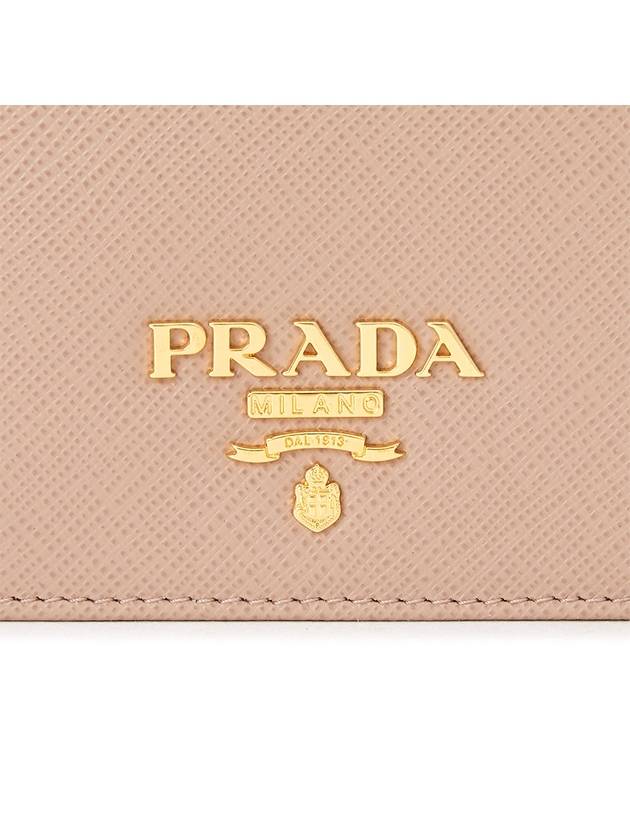 Saffiano Metal Logo Gold Fold Wallet Pink - PRADA - BALAAN 8