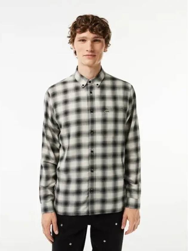 Men s wool cotton blend flannel shirt CH6347 53N KBR Domestic product GQ2N23080739508 - LACOSTE - BALAAN 1