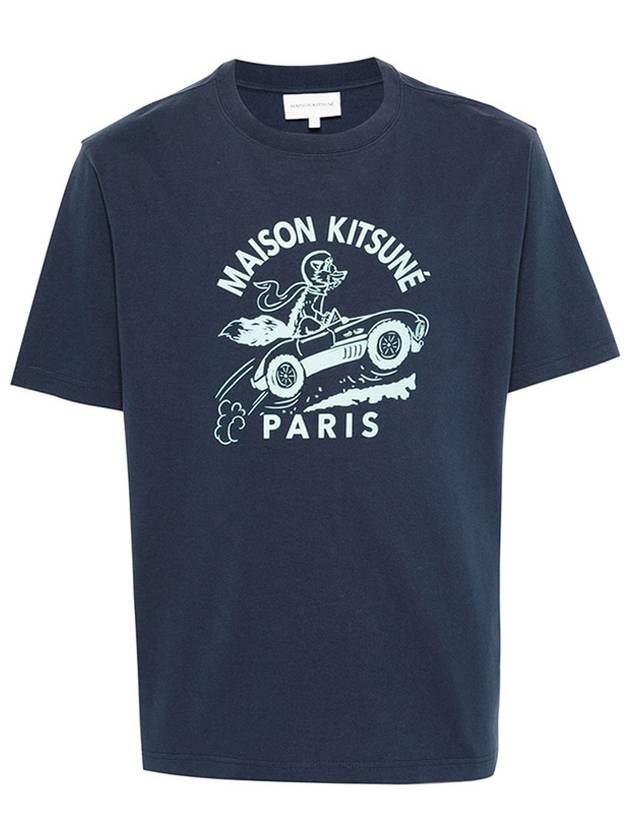 Racing Fox Short Sleeve T-Shirt Blue - MAISON KITSUNE - BALAAN 3