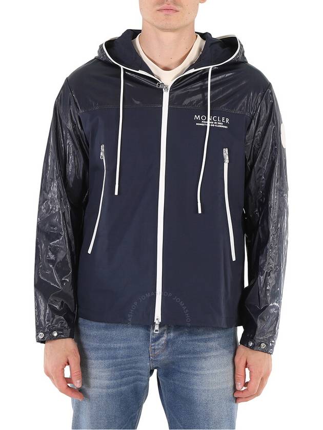 Men's Logo Hooded Zip-up Jacket Navy - MONCLER - BALAAN 2