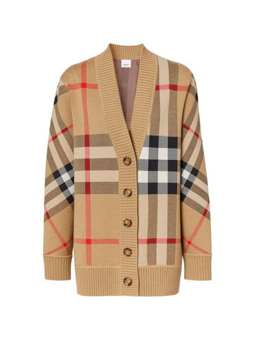 Check Technical Wool Jacquard Cardigan Archive Beige - BURBERRY - BALAAN 1