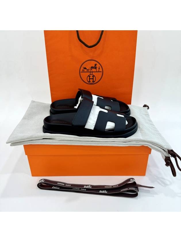 Chypre Leather Sandals Black - HERMES - BALAAN 11