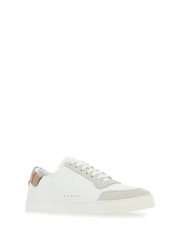 Leather Suede Check Cotton Low Top Sneakers White - BURBERRY - BALAAN 2