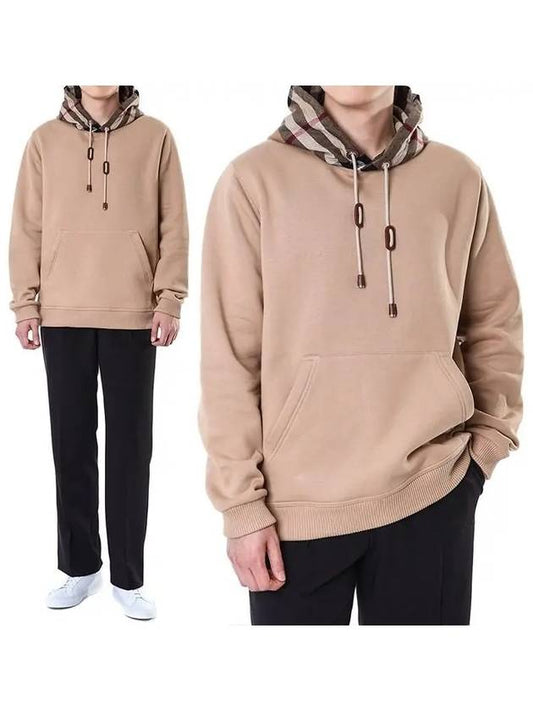 Check Cotton Blend Hoodie Camel Beige - BURBERRY - BALAAN 2