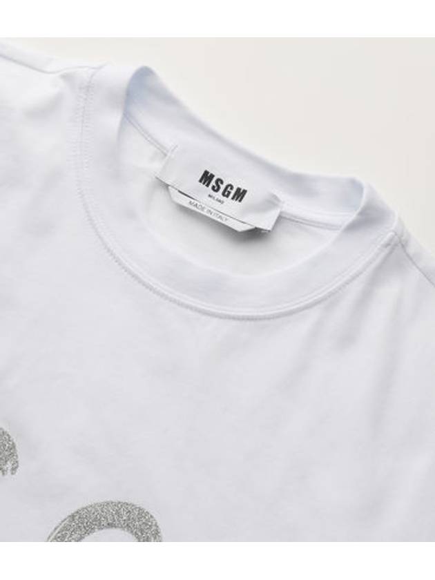 Milano Brushed Logo Cotton Short Sleeve Short Dress White - MSGM - BALAAN 3