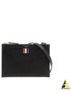 Logo 4 Bar Leather Clutch Bag Black - THOM BROWNE - BALAAN 2