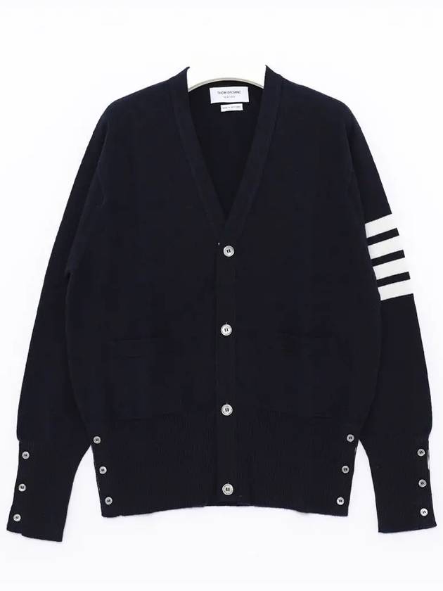 Men's Diagonal Classic Cashmere Cardigan Navy - THOM BROWNE - BALAAN 4