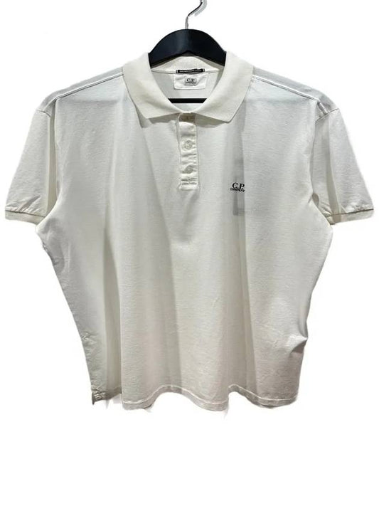 Men's Embroidered Logo Cotton PK Shirt White - CP COMPANY - BALAAN 2