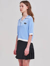 Collar neck color combination short sleeve T-shirt MK3SP090BLU - P_LABEL - BALAAN 7