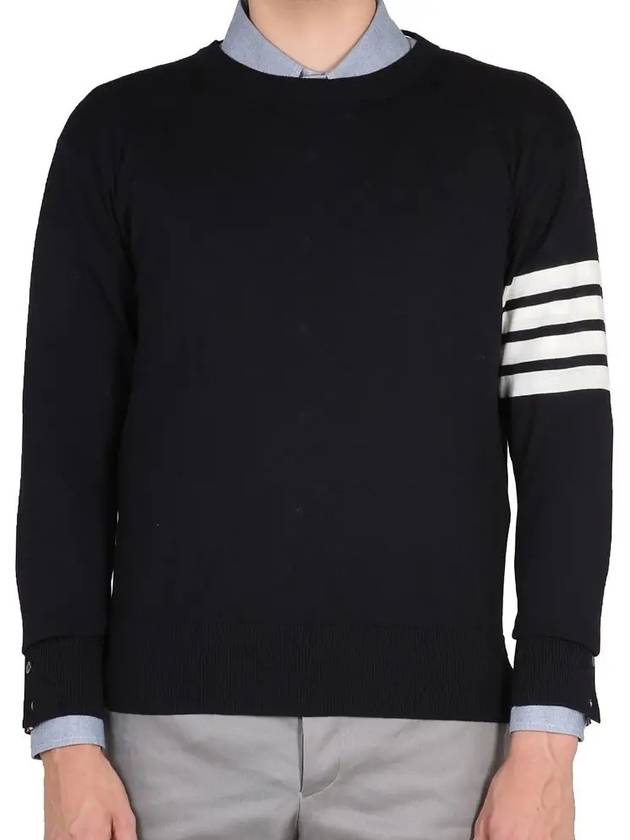 4 Bar Armband Classic Merino Wool Knit Top Navy - THOM BROWNE - BALAAN 3