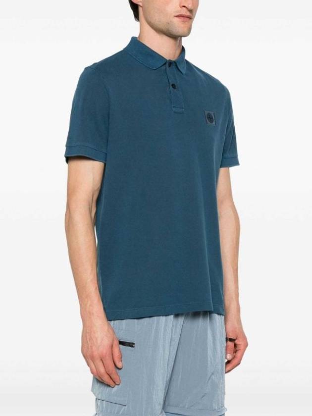 Wappen Cotton Short Sleeve Polo Shirt Avio Blue - STONE ISLAND - BALAAN 3