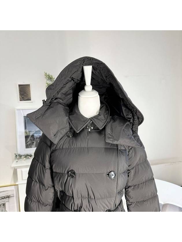 Women's Double Breasted Hooded Padded Black - BURBERRY - BALAAN 4