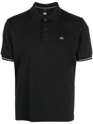 Chest Logo Short Sleeve Polo Shirt Black - CP COMPANY - BALAAN 1