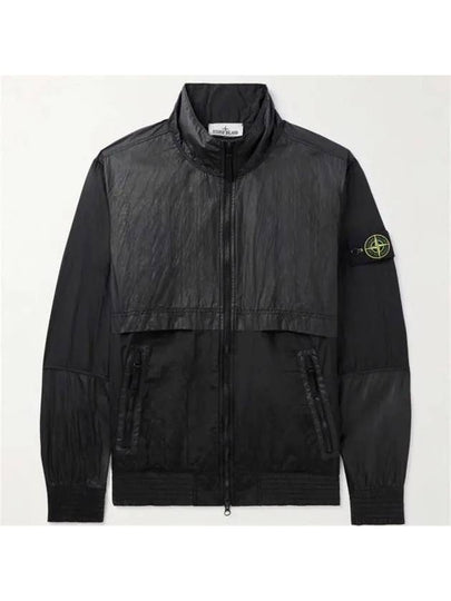 Logo Patch Recycled Nylon Track Jacket Black - STONE ISLAND - BALAAN 2