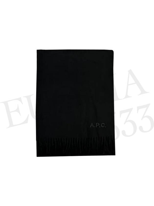 Signature Embroidered Logo Wool Muffler Black - A.P.C. - BALAAN 3