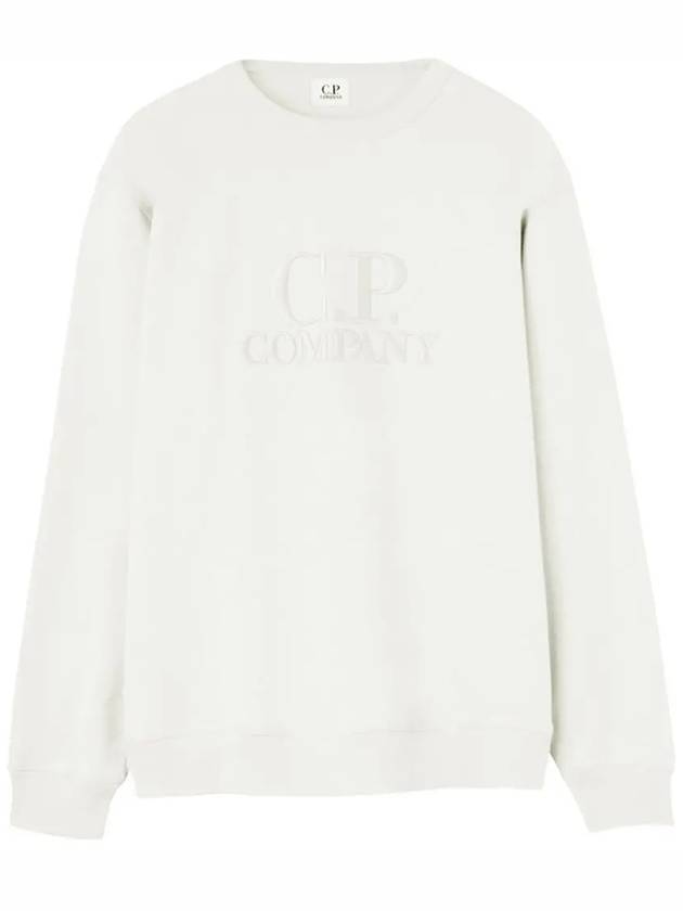 Diagonal Fleece Logo Embroidered Sweatshirt White - CP COMPANY - BALAAN 2