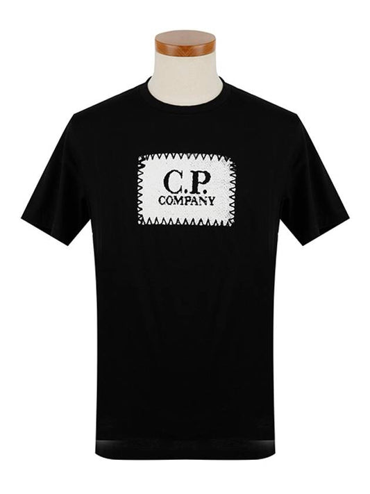 Square Logo Painted Short Sleeve T-Shirt Black - CP COMPANY - BALAAN 2