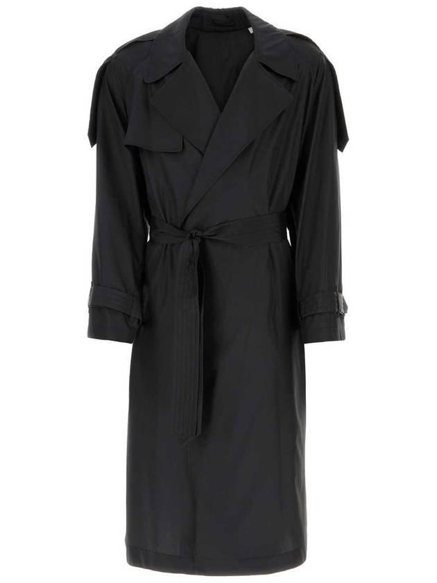 Silk Long Trench Coat Black - BURBERRY - BALAAN 2