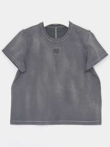 WANG Center Logo Washed Short Sleeve Women s T Shirt 4CC3241521 029C - ALEXANDER WANG - BALAAN 1