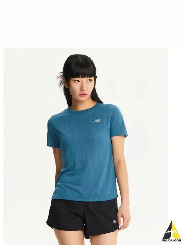 NBNEE4P042 WOMEN Athletic Running Short Sleeve T Shirt LBLUE - NEW BALANCE - BALAAN 1