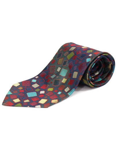 100 Silk Navy Khaki Square Multi Pattern Tie - A. TESTONI - BALAAN 2