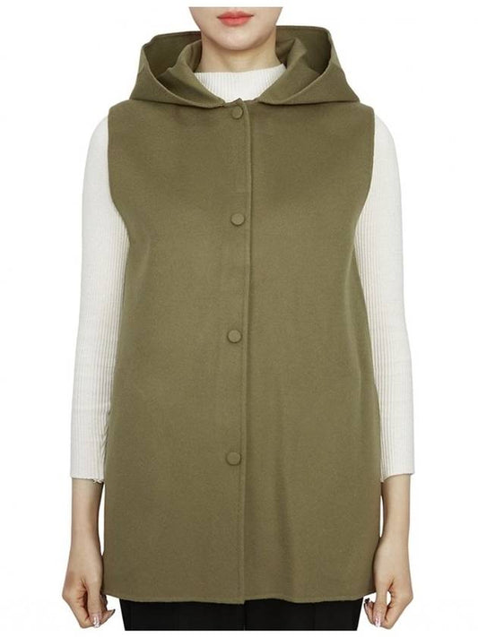 Women's Wool Cashmere Hooded Vest Green - THEORY - BALAAN 2