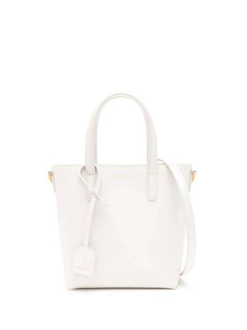 Toy Small Leather Shopping Box Tote Bag White - SAINT LAURENT - BALAAN 1