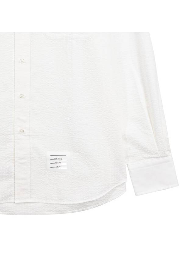 Armband Detail Seersucker Long Sleeve Shirt White - THOM BROWNE - BALAAN 5