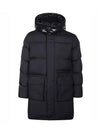 Men's Hostom Logo Hood Long Padded Navy - MONCLER - BALAAN 1